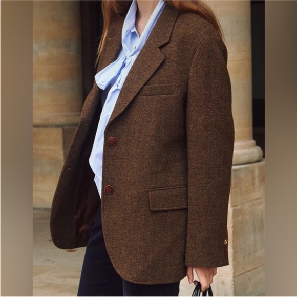 Vintage Brown Herringbone Coat. Duncan Macandrew pure wool. Oversized coat. - Picture 2 of 5